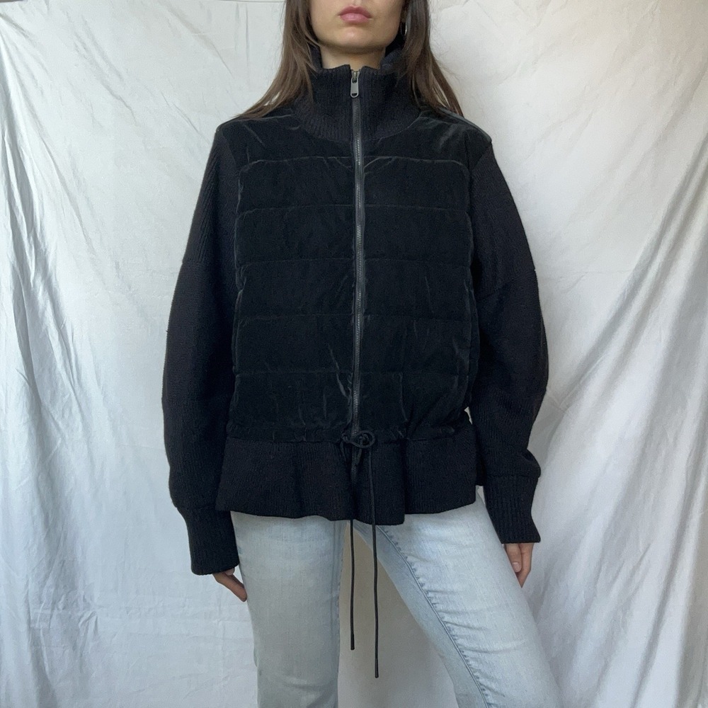 Athleta Velvet Merino Wool Puffer Jacket Heavyweight Lined Quiet Luxury